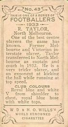 1933 Wills's Victorian Footballers (Small) #43 Dick Taylor Back